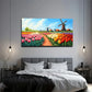 Vibrant Tulips & Dutch Windmill Wall Art Canvas Office Home Room Framed 80x45cm