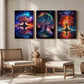 3pcs Vibrant Tree Colorful Nature Modern LandscapeMetal Print Ready to Hang Art