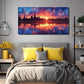 Sunset River Perfect Wall Art Canvas Office Home Room Framed 80x45cm