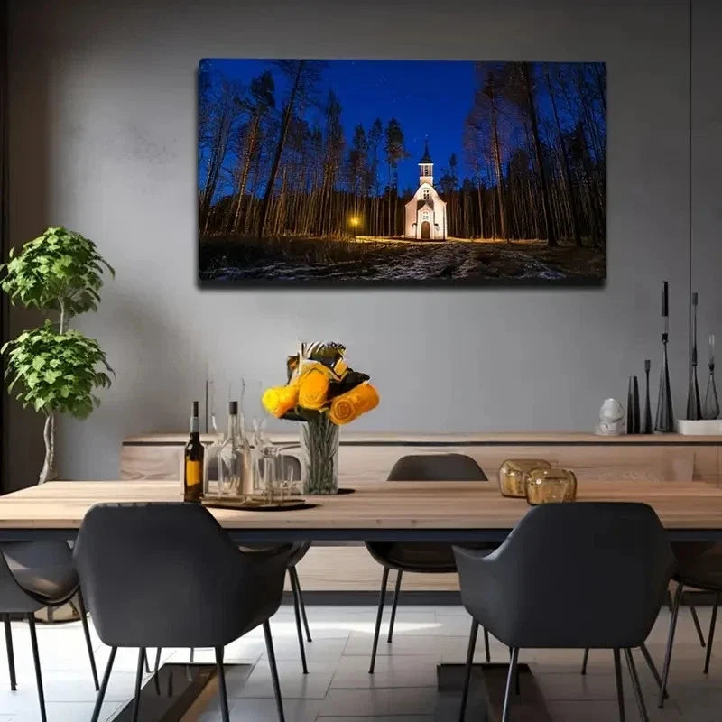 Tranquil Winter Forest Wall Art Canvas Office Home Room Framed 120x60cm