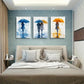 3pcs Blue and Yellow Tones Romantic Perfect Wall Art Set Canvas Framed 40x60cm - High Quality Print 100% Australian Made Wall Canvas Ready to Hang