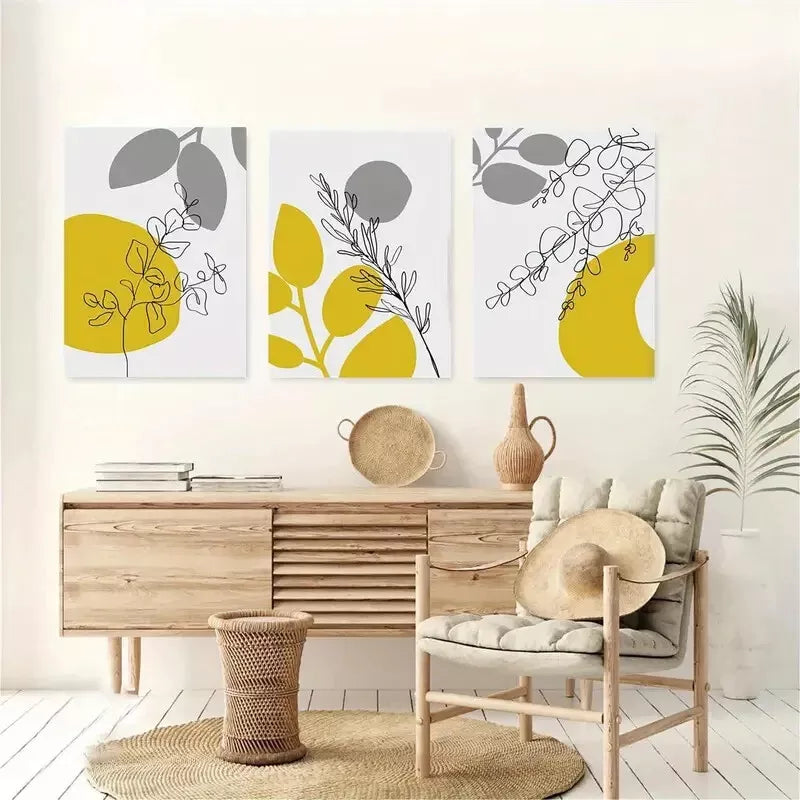 3pcs Modern Aesthetic Starry Sky Floral Night Wall Art Set Canvas Framed 40x60cm - High Quality Print 100% Australian Made Wall Canvas Ready to Hang