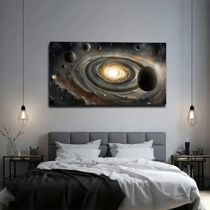 Minimalist Celestial Starry Sky Wall Art Canvas Office Home Room Framed 80x45cm