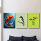 3pcs Colorful Fish and Birds Vibrant Nature Metal Print Ready to Hang Art