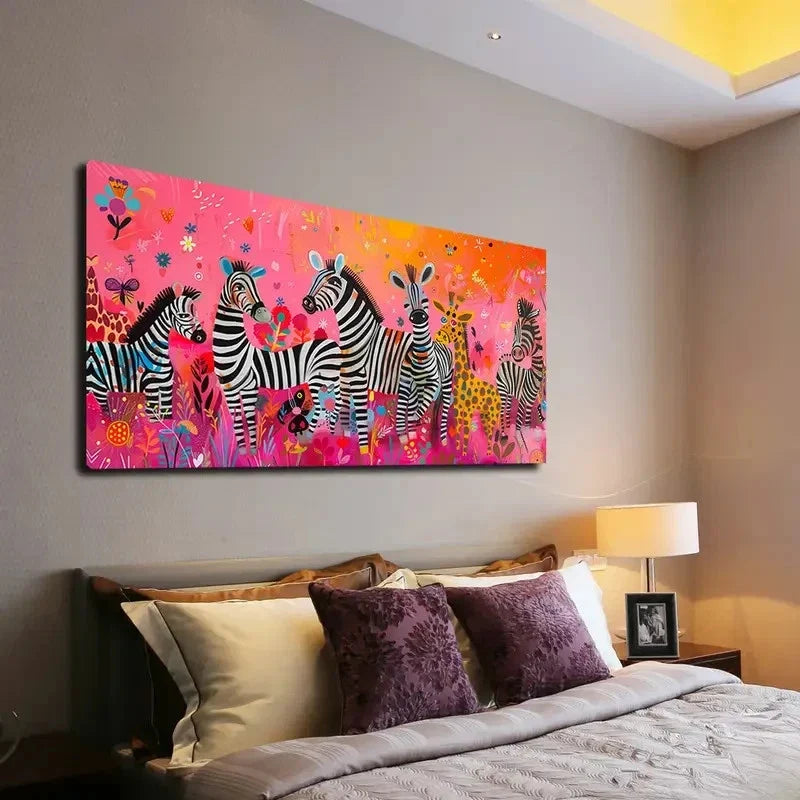 Colorful Abstract Animal Wall Art Canvas Office Home Room Framed 80x45cm