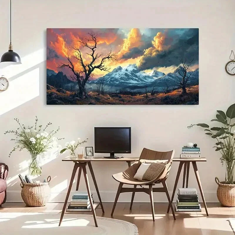 Breathtaking Snow-Covered Lands Wall Art Canvas Office Home Room Framed 80x45cm