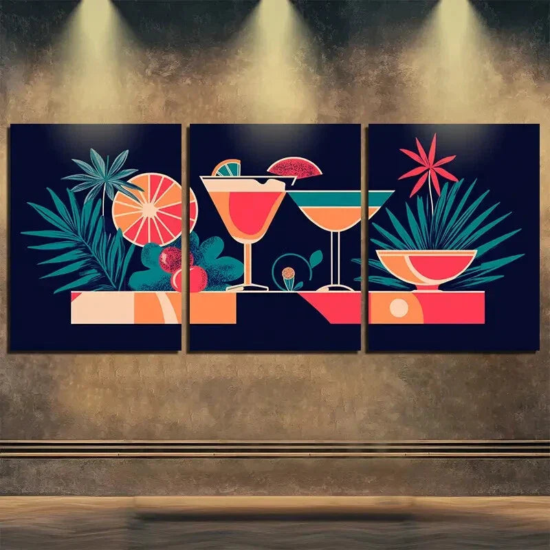 3pcs Colorful Triptych Bottle Nice Perfect Wall Art Set Canvas Framed 40x60cm - High Quality Print 100% Australian Made Wall Canvas Ready to Hang