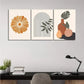 3pcs Geometric Abstract Orange &amp; Red Botanical Metal Print Ready to Hang Art