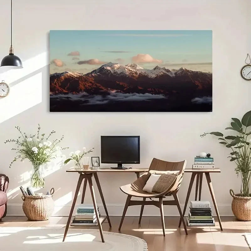 Majestic Mountains & Clouds Wall Art Canvas Office Home Room Framed 120x60cm