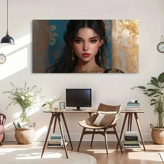 Elegant Woman Portrait Soft Wall Art Canvas Office Home Room Framed 120x60cm