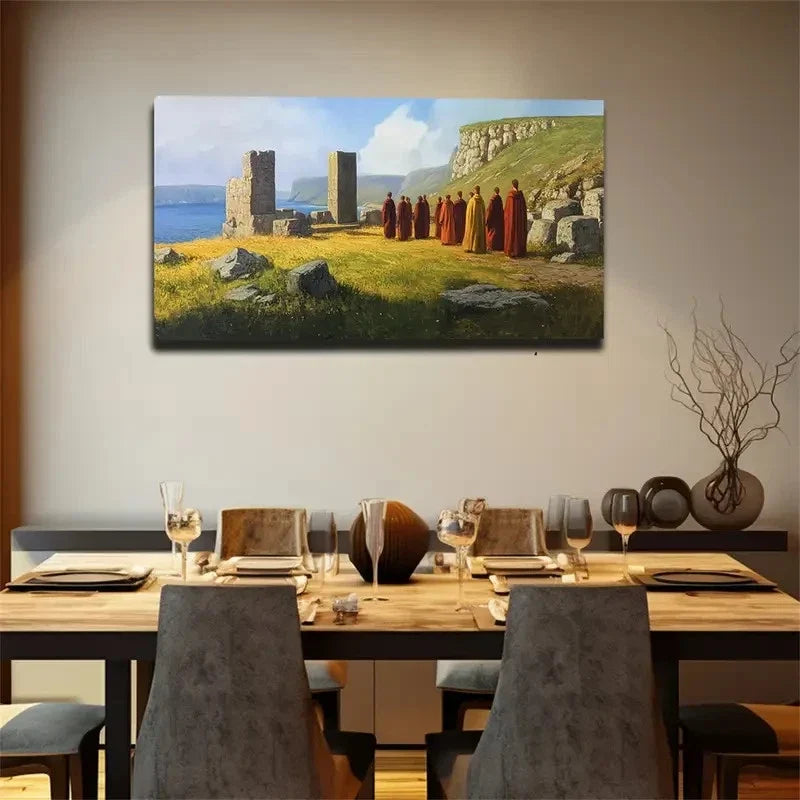 Impressionist Endless Deep Blue Wall Art Canvas Office Home Room Framed 120x60cm