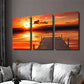 3pcs Orange Pink Blue Sunset With Birds Wall Art Set Canvas Framed 40x60cm - High Quality Print 100% Australian Made Wall Canvas Ready to Hang