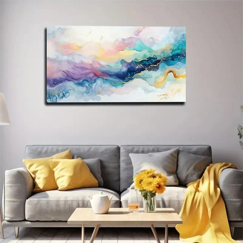 Vibrant Watercolor Design Color Wall Art Canvas Office Home Room Framed 120x60cm