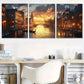 3pcs Venice Canals at Sunset Triptych Wall Art Set Canvas Framed 40x60cm - High Quality Print 100% Australian Made Wall Canvas Ready to Hang