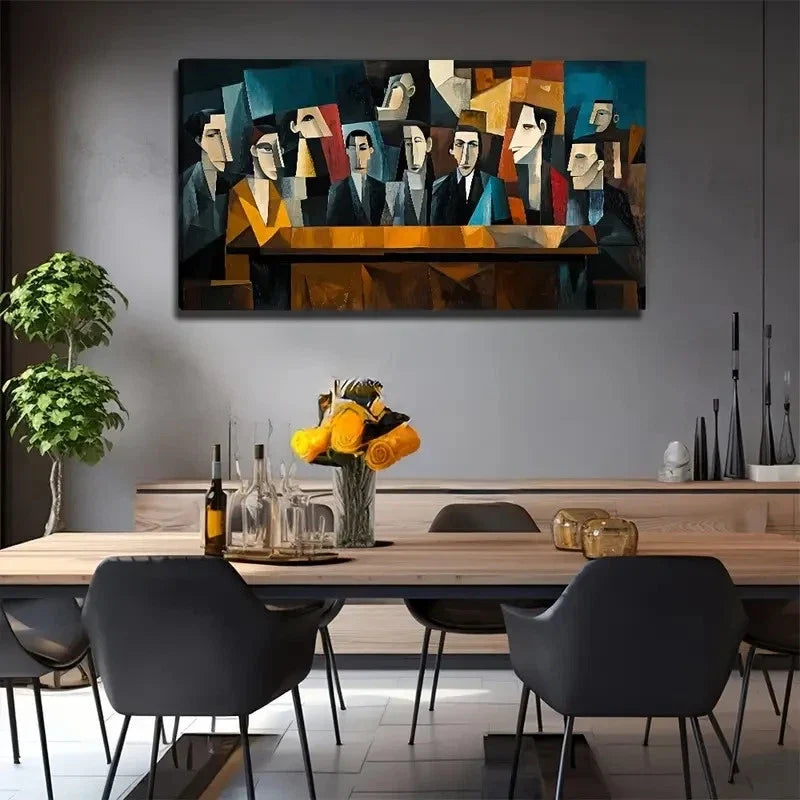Men In A Meeting Suitable Wall Art Canvas Office Home Room Framed 80x45cm