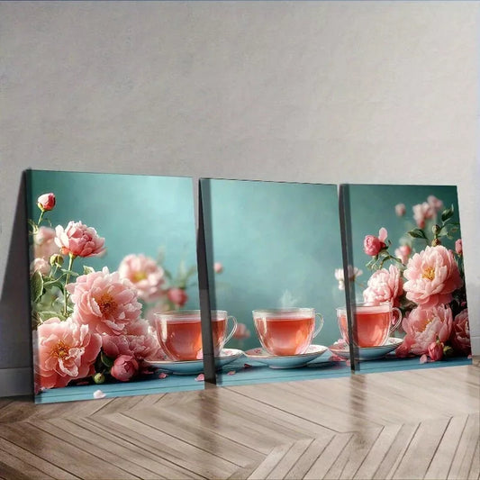 3pcs Two Surreal Dogs Colorful White Background  Wall Art Set Canvas Framed 40x60cm - High Quality Print 100% Australian Made Wall Canvas Ready to Hang