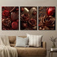 3pcs Chocolate Rose with Golden Accents Wall Art Set Canvas Framed 40x60cm - High Quality Print 100% Australian Made Wall Canvas Ready to Hang