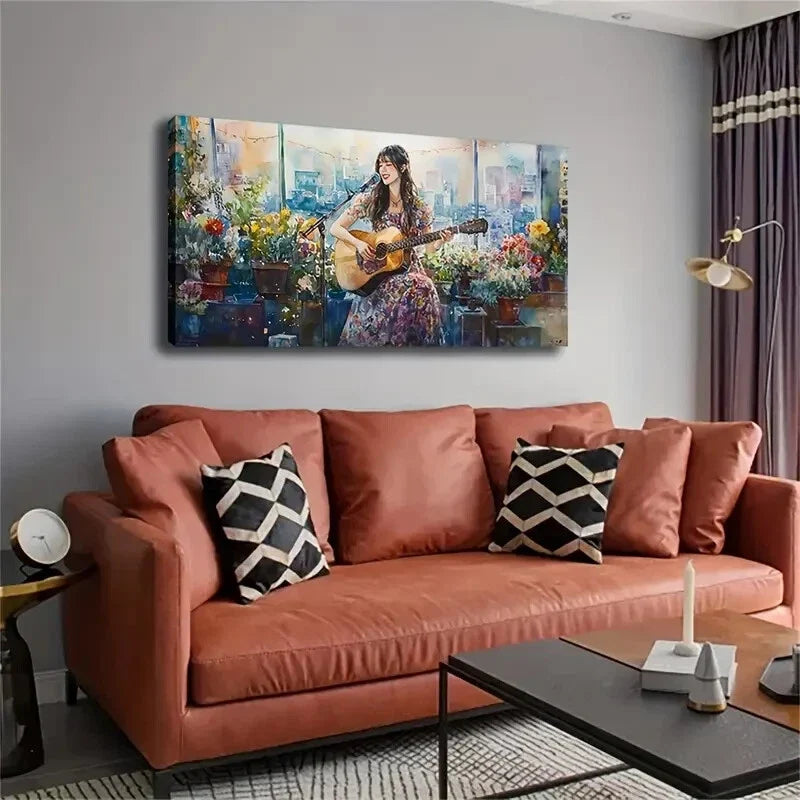 Featuring A Singer Singing Wall Art Canvas Office Home Room Framed 120x60cm