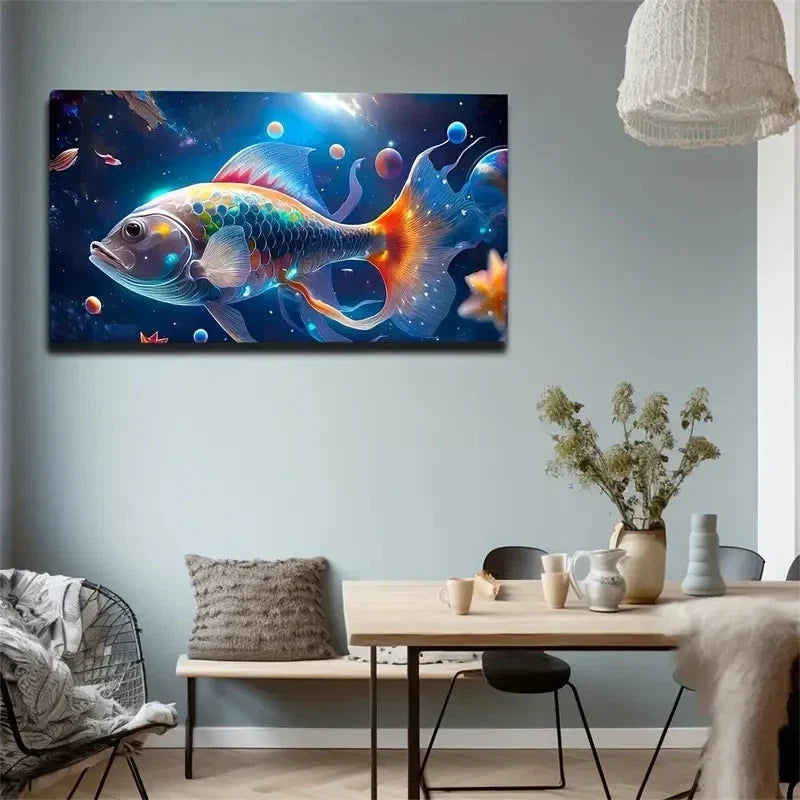 Vibrant Underwater Scene Wall Art Canvas Office Home Room Framed 120x60cm