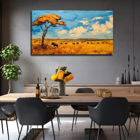 Serenity The Plains Landscape Wall Art Canvas Office Home Room Framed 120x60cm