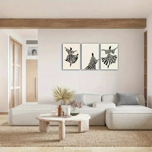 3pcs   Black and White Art Deco Print  Abstract   Metal Print  Ready to Hang Art