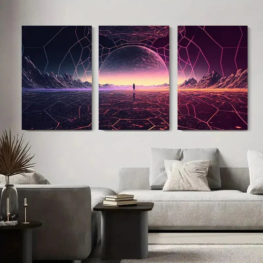 3pcs Vibrant Abstract Women Modern Pop Colorful Metal Print Ready to Hang Art