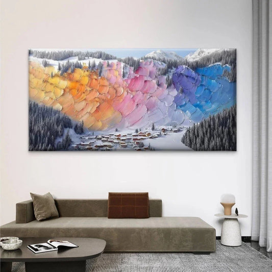 Abstract Mountain Landscape Wall Art Canvas Office Home Room Framed 80x45cm