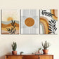 3pcs Modern Abstract Art Line Leaf Sun Metal Print Ready to Hang Art