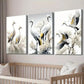 3pcs Japanese Red Crowned Crane Decor Wall Art Set Canvas Framed 40x60cm - High Quality Print 100% Australian Made Wall Canvas Ready to Hang