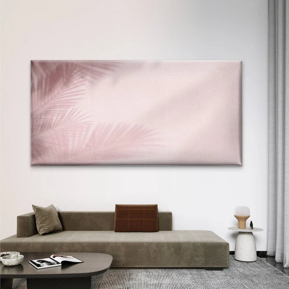 Pink Background With Palm Tree Wall Art Canvas Office Home Room Framed 80x45cm