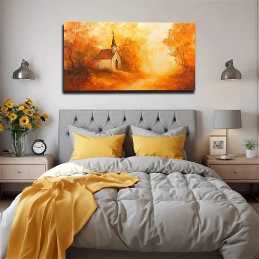 The House In The Maple Forest Wall Art Canvas Office Home Room Framed 120x60cm