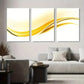 3pcs Modern Abstract Wave Yellow and White Metal Print Ready to Hang Art