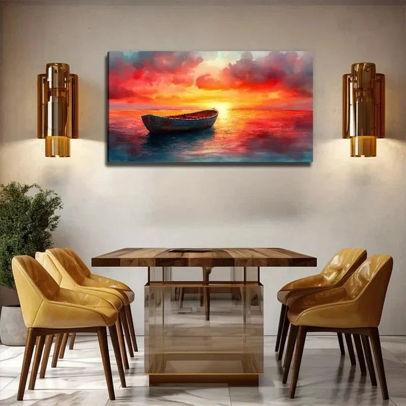 Style Sunset Bohemian Wall Art Canvas Office Home Room Framed 120x60cm