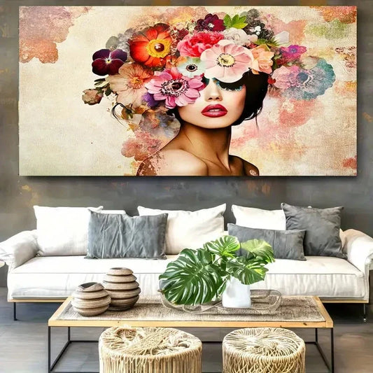Modern Minimalist Floral Wall Art Canvas Office Home Room Framed 120x60cm
