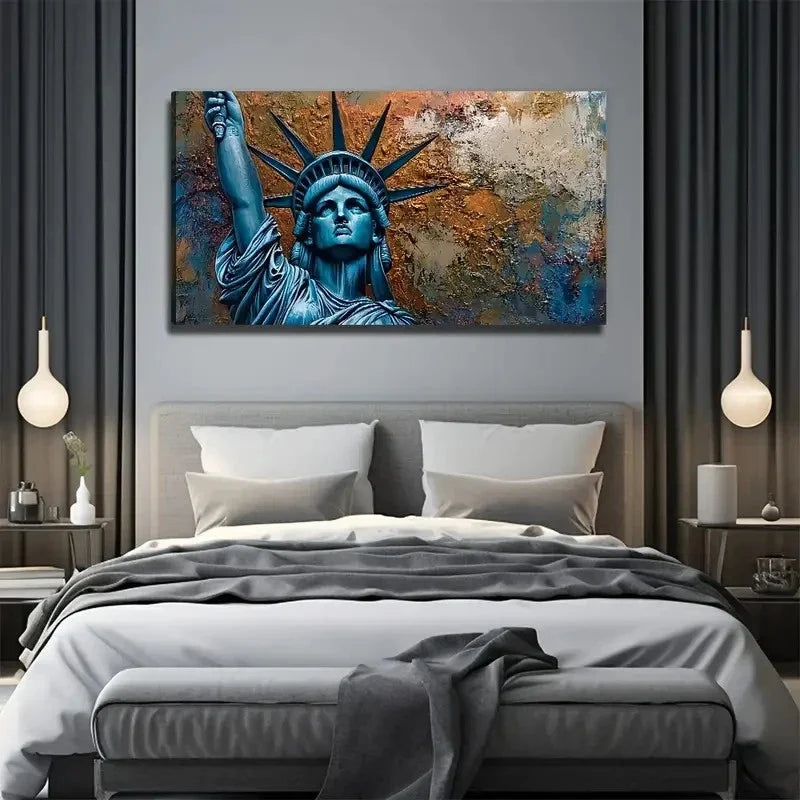 Statue Of Liberty Wall Art Canvas Office Home Room Framed 80x45cm