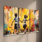 3pcs Boy And Girl Running on a Street Wall Art Set Canvas Framed 40x60cm - High Quality Print 100% Australian Made Wall Canvas Ready to Hang