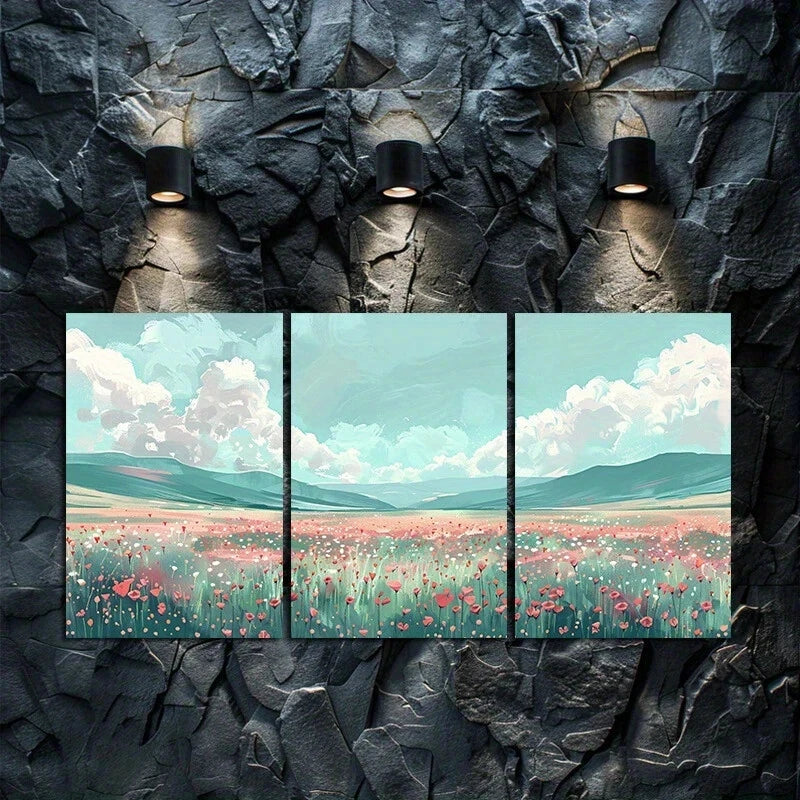 3pcs Charming Illustrations Abstract Nature Metal Print Ready to Hang Art