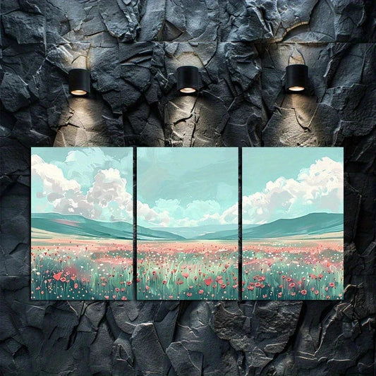 3pcs Charming Illustrations Abstract Nature Metal Print Ready to Hang Art