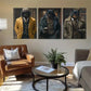 3pcs Stylish Feline in Classic Suits Cat Perfect Wall Art Set Canvas Framed 40x60cm - High Quality Print 100% Australian Made Wall Canvas Ready to Hang