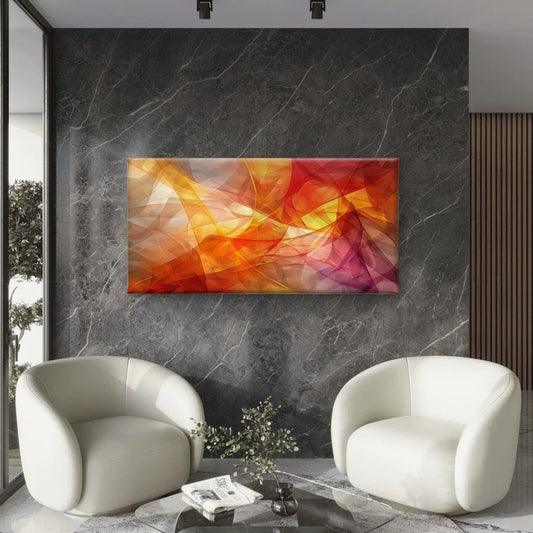 Colorful Abstract Expressionist Wall Art Canvas Office Home Room Framed 80x45cm