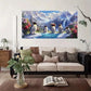 Penguin Family In Snowy Wall Art Canvas Office Home Room Framed 80x45cm