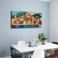 Colorful Houses & Beach Scene Wall Art Canvas Office Home Room Framed 120x60cm