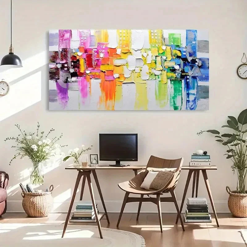 Colorful Textured Decor Wall Art Canvas Office Home Room Framed 120x60cm