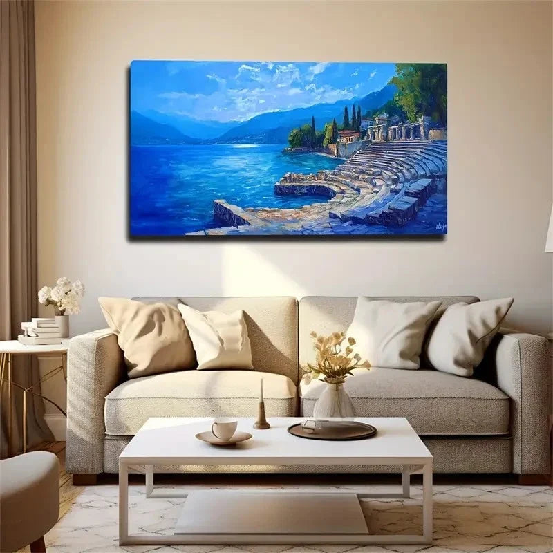 Vivid Style Sea View Table Wall Art Canvas Office Home Room Framed 120x60cm