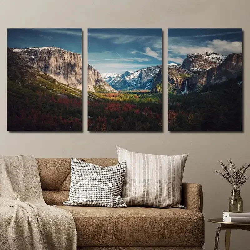 3pcs Nature Mountains Hills Landscape Wall Art Set Canvas Framed 40x60cm - High Quality Print 100% Australian Made Wall Canvas Ready to Hang