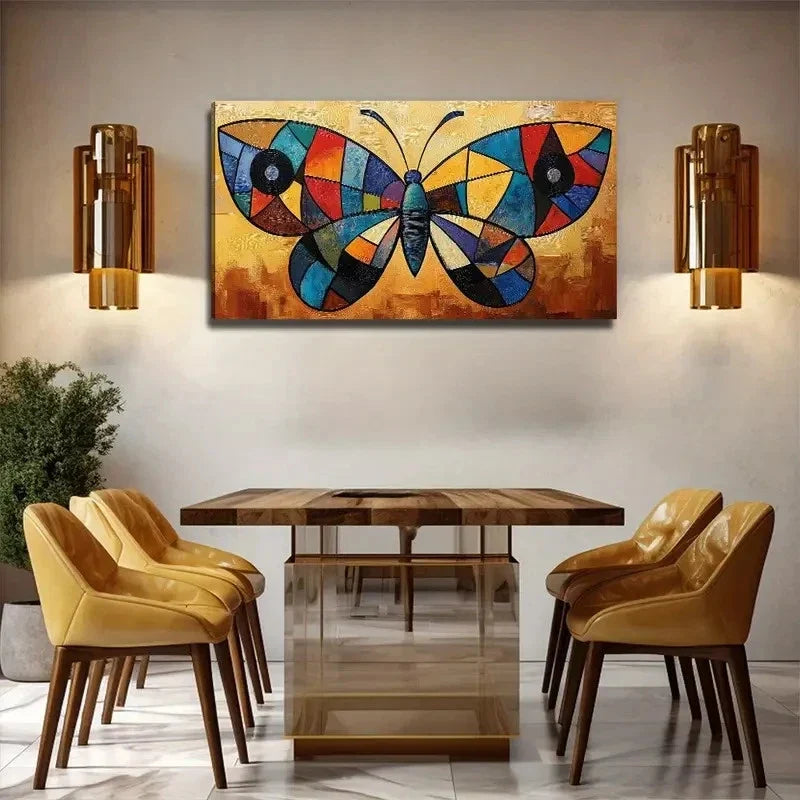 Open-Winged Butterfly Modern Wall Art Canvas Office Home Room Framed 80x45cm