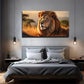 Realistic Lion On The Prairie Wall Art Canvas Office Home Room Framed 80x45cm