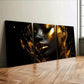 3pcs Modern Art Beautiful Golden Lips and Eyes Wall Art Set Canvas Framed 40x60cm - High Quality Print 100% Australian Made Wall Canvas Ready to Hang
