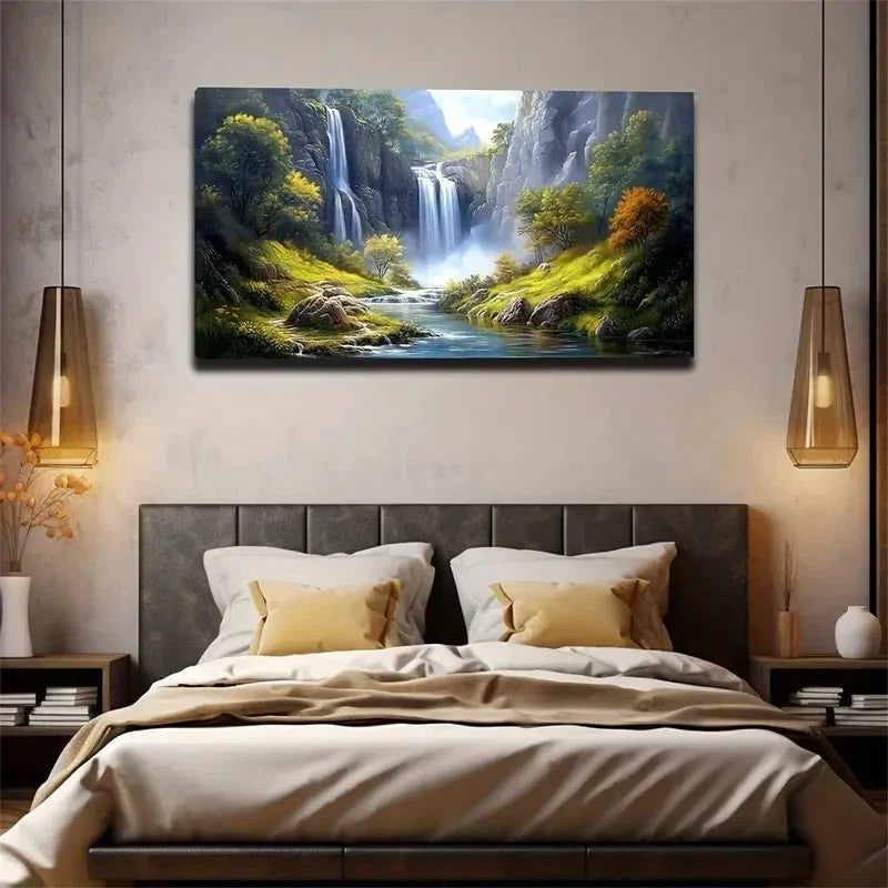 Unforgettable Waterfall Space Wall Art Canvas Office Home Room Framed 120x60cm