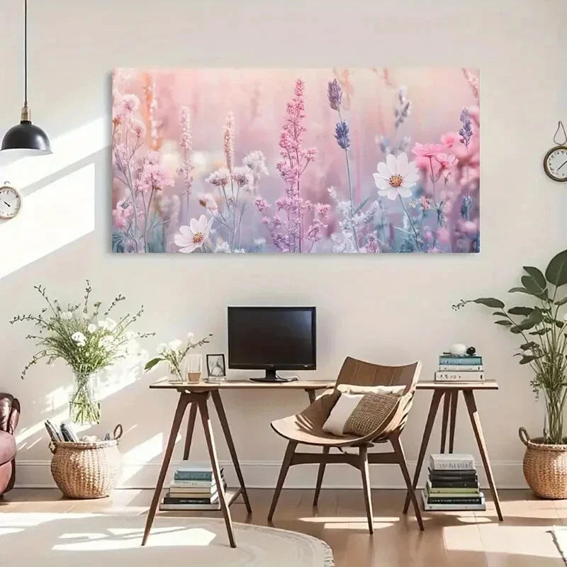 Soft Focus Floral Elegant Wall Art Canvas Office Home Room Framed 120x60cm